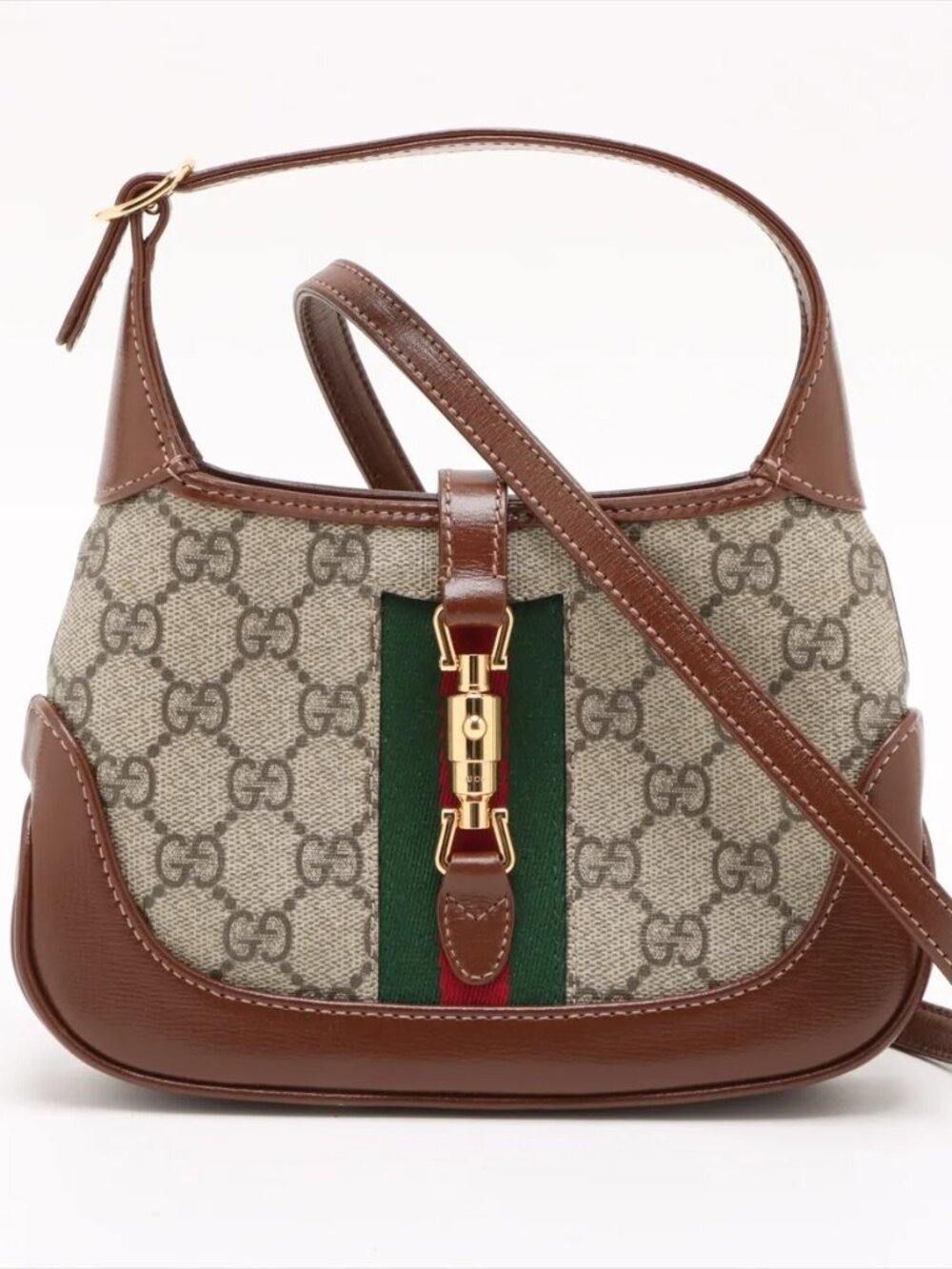 Gucci Jackie 1961 Mini GG Supreme Shoulder Bag Beige Brown 637092